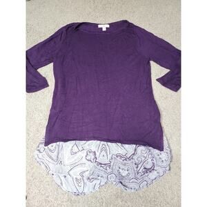 Women's Size Large Roz & Ali Purple Dressy Sweater Faux Layered Shirt